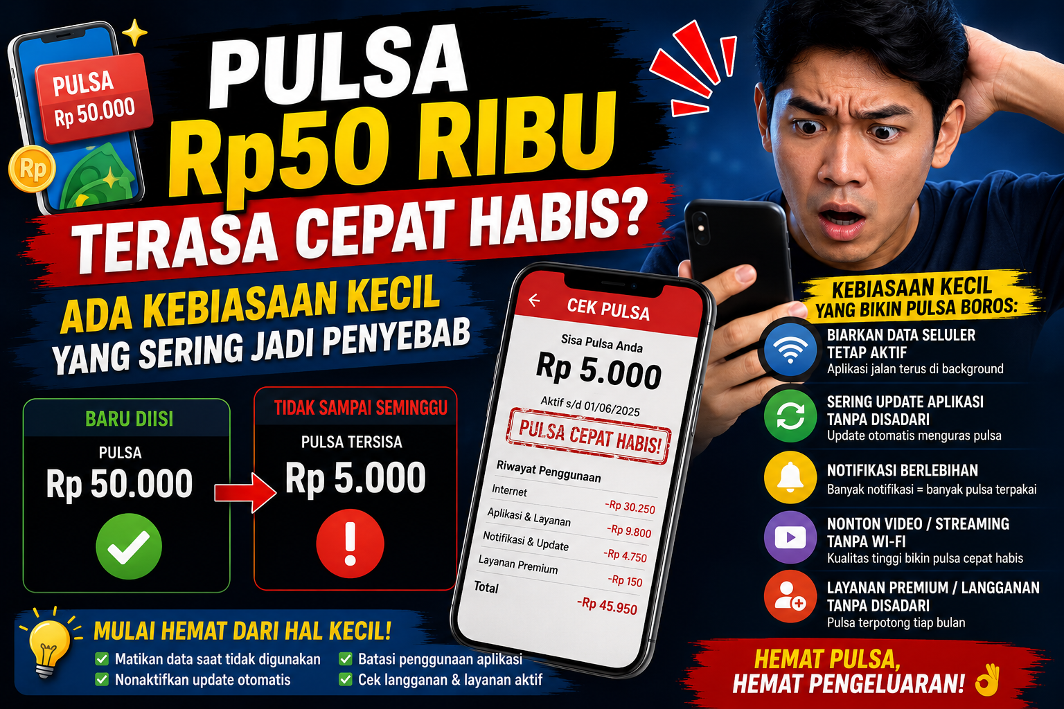 Pulsa Rp50 Ribu Terasa Cepat Habis